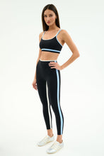Load image into Gallery viewer, Sam High Waist 7/8 Leggings Black + Skyblue