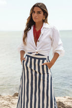 Load image into Gallery viewer, Mykonos Striped Blue Maxi Skirt