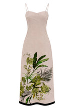 Load image into Gallery viewer, Carlie Neutral Botanical Midi Dress