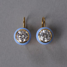 Load image into Gallery viewer, Blue Enamel Bezel Drop Earrings