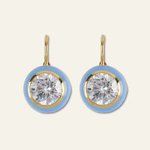 Load image into Gallery viewer, Blue Enamel Bezel Drop Earrings