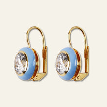 Load image into Gallery viewer, Blue Enamel Bezel Drop Earrings