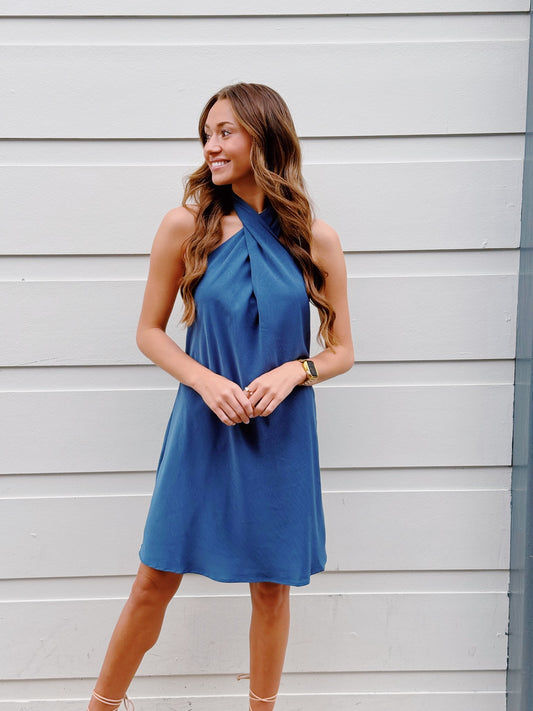 Cobalt Victoria Halter Dress