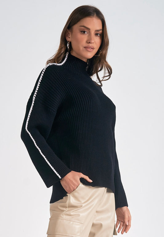 Monochrome Mock Neck Sweater