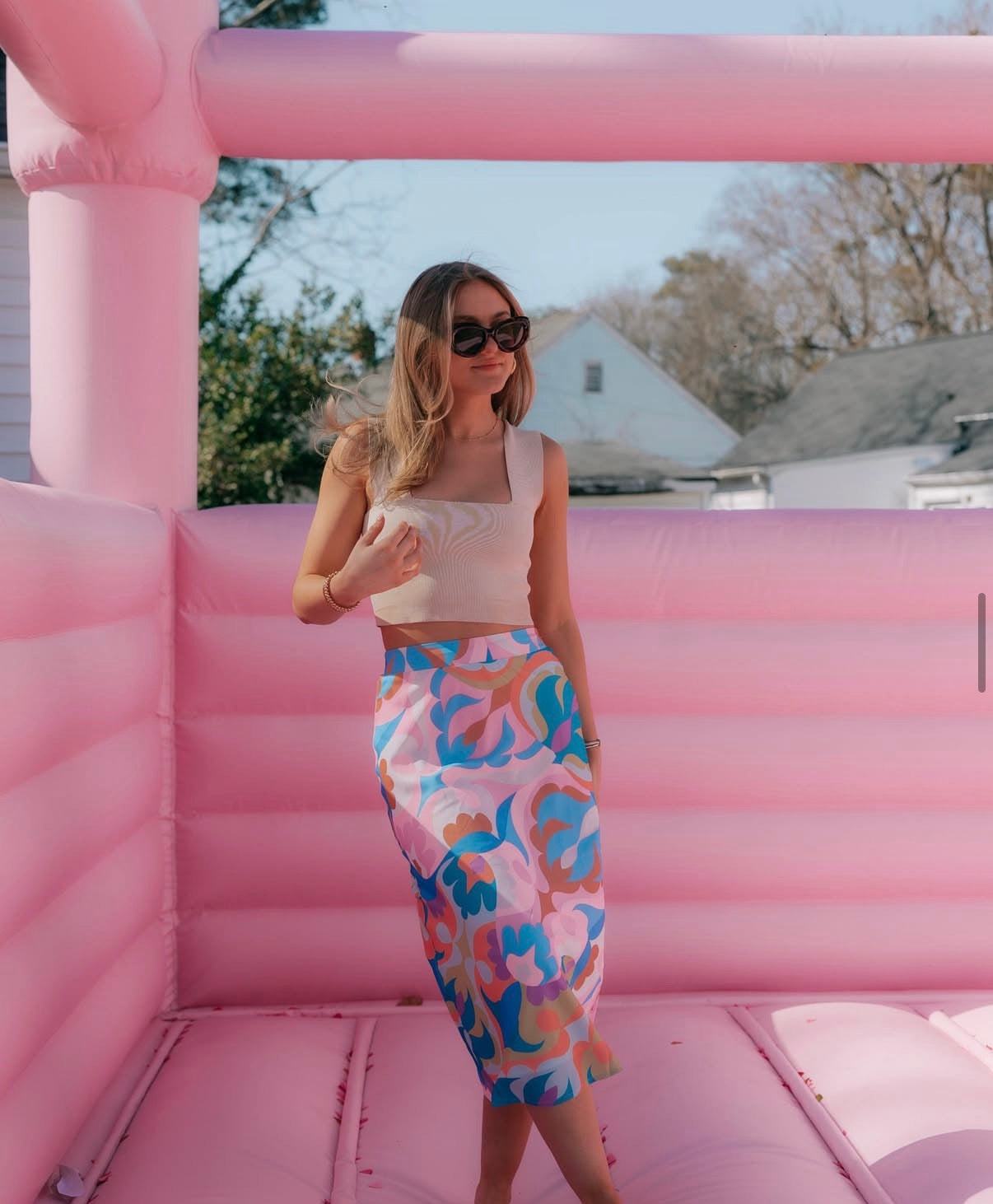 Retro Printed MIDI Skirt