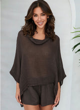 Load image into Gallery viewer, Mocha Linen Poncho Top
