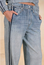 Load image into Gallery viewer, Jojo Racerstripe Denim Sweatpants
