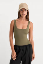 Load image into Gallery viewer, Sculpting Modern Tank Bodysuit — Olive
