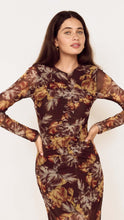 Load image into Gallery viewer, Vintage Floral Mesh Midi Dress

