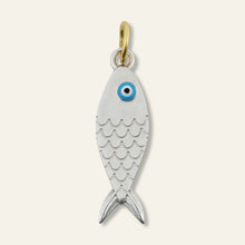 Load image into Gallery viewer, Silver Fish Blue Cord Necklace
