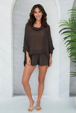 Load image into Gallery viewer, Mocha Linen Poncho Top
