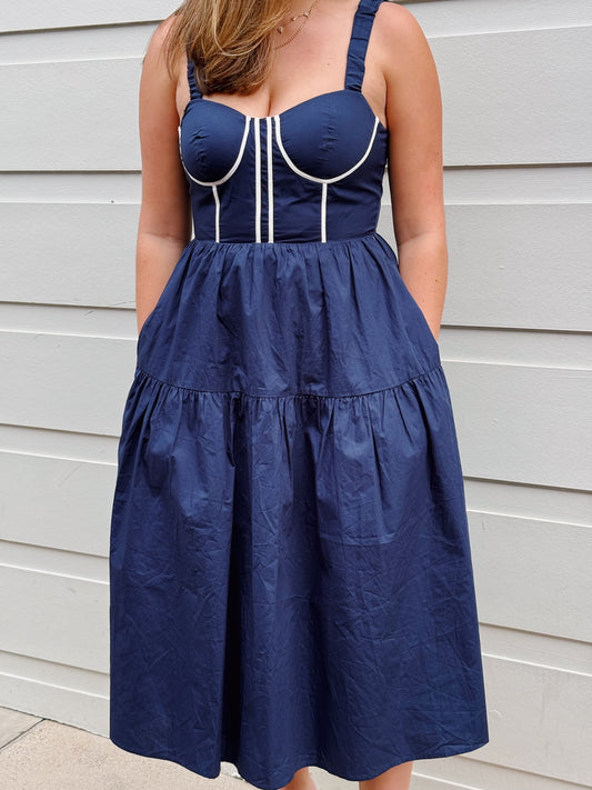 Went Sailing Cotton Poplin Midi Dress