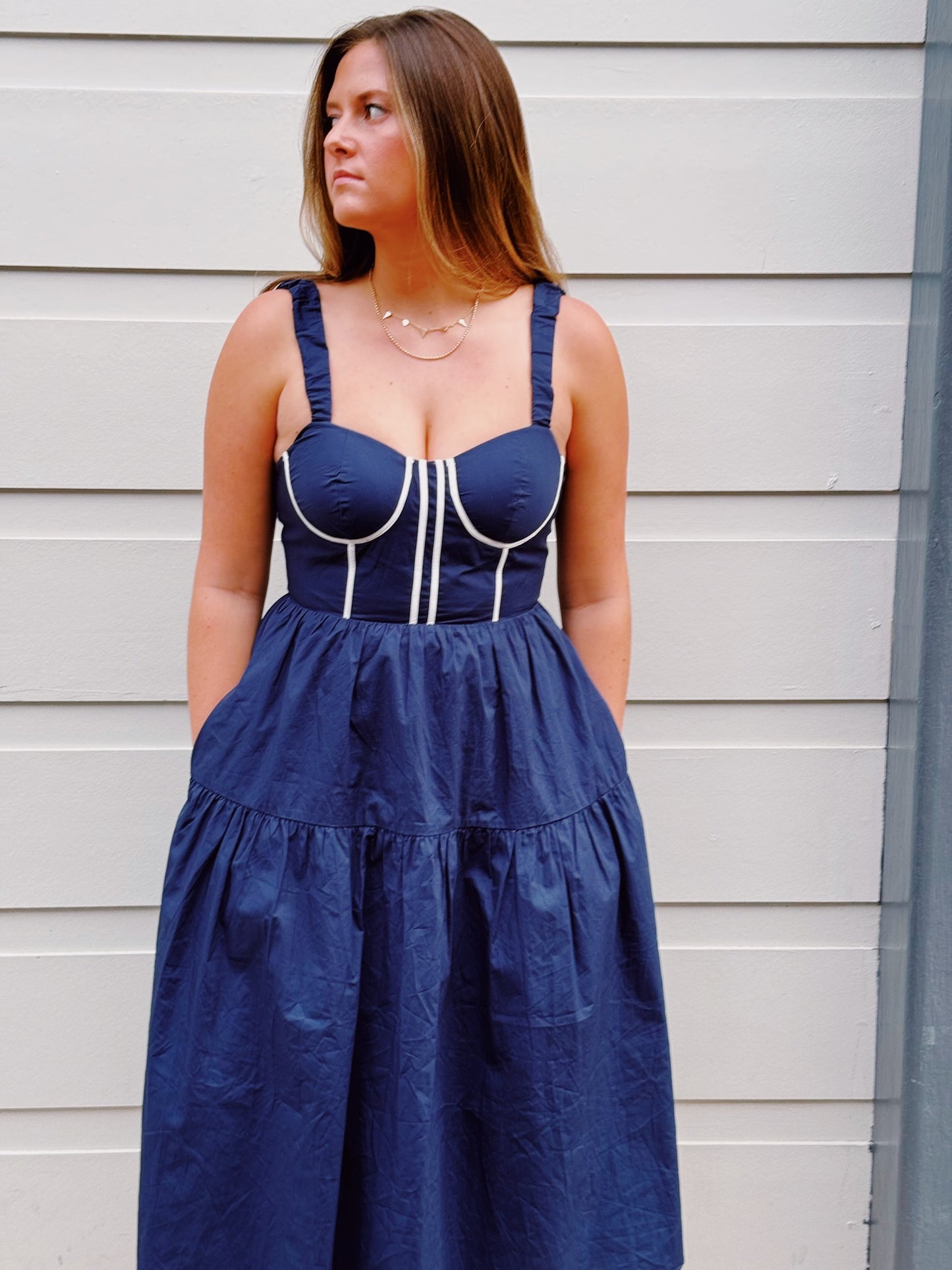 Went Sailing Cotton Poplin Midi Dress