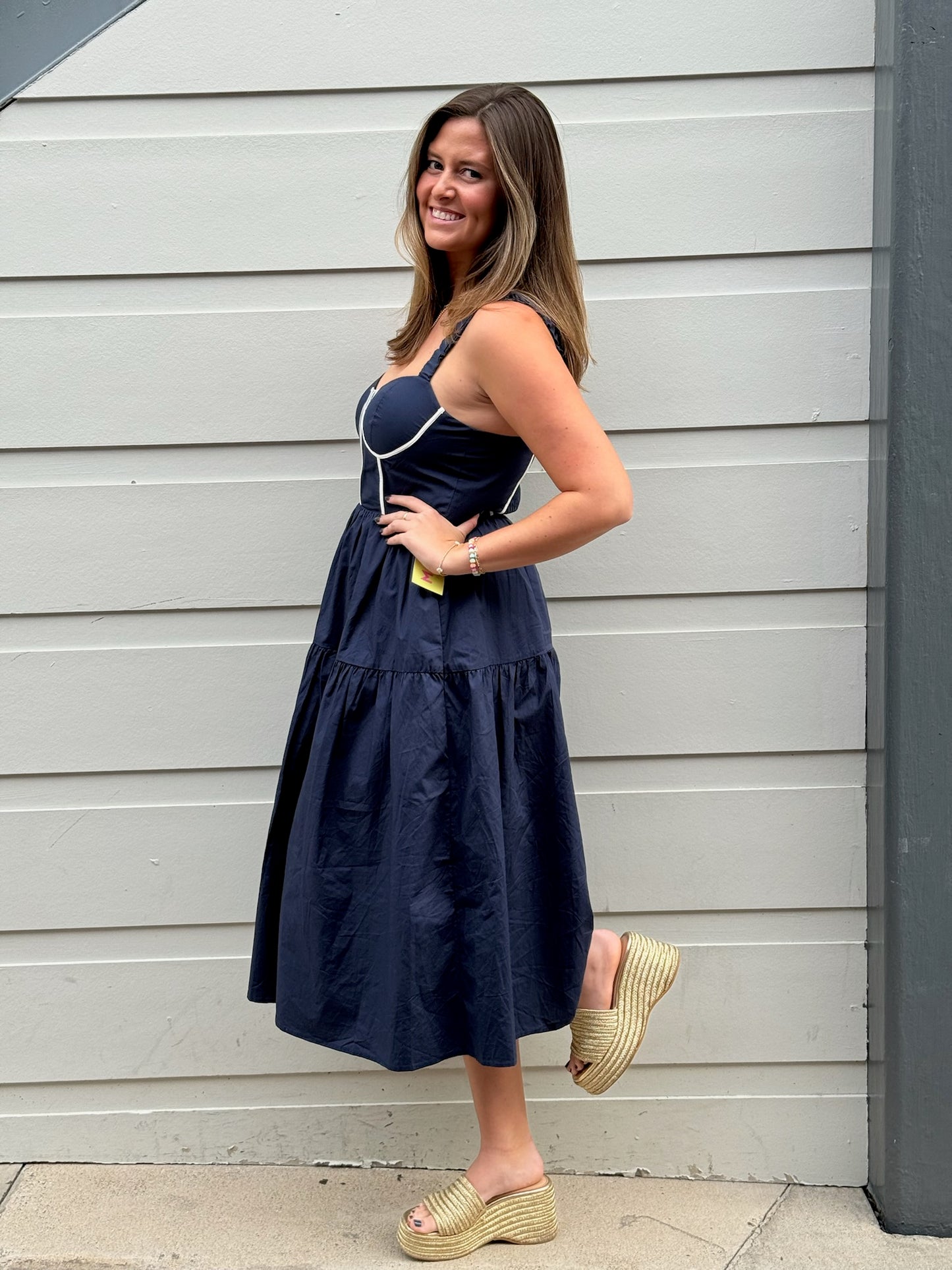 Went Sailing Cotton Poplin Midi Dress