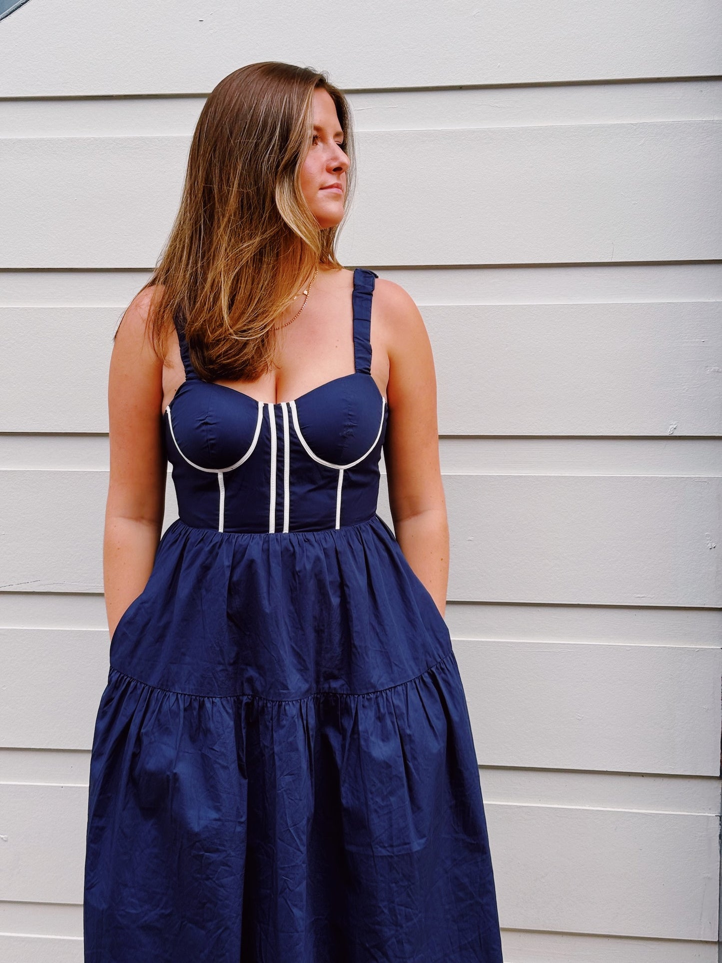 Went Sailing Cotton Poplin Midi Dress