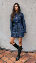 Load image into Gallery viewer, Paisley Jacquard Denim Shirt Dress
