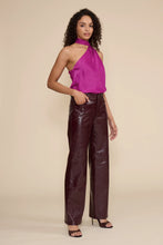 Load image into Gallery viewer, Cleo Wine Faux Leather Pants
