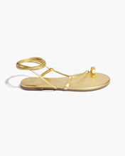Load image into Gallery viewer, Jo Metallics Gold Wrap Up Sandal
