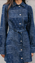 Load image into Gallery viewer, Paisley Jacquard Denim Shirt Dress
