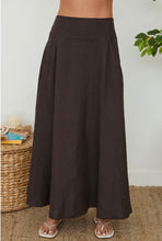 Load image into Gallery viewer, Mocha Italian Linen Midi Skirt
