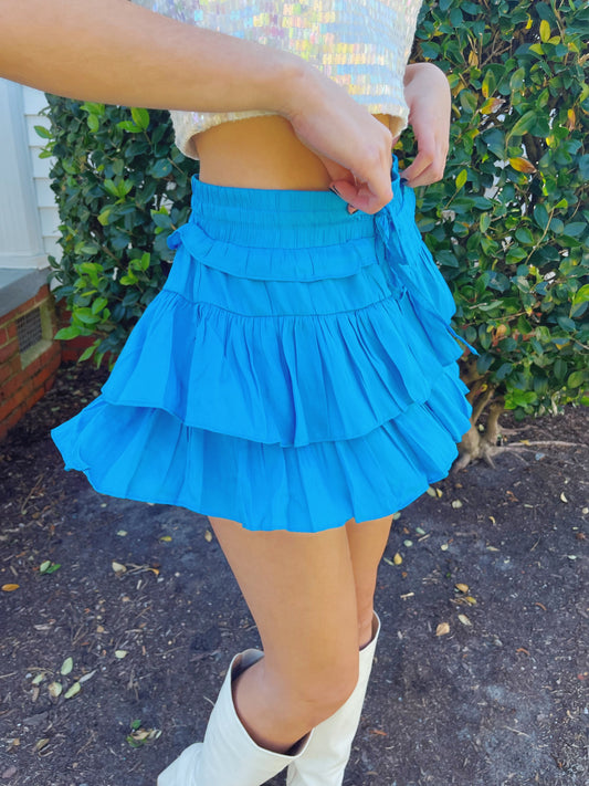 Azure Dreams Tiered Mini Skirt